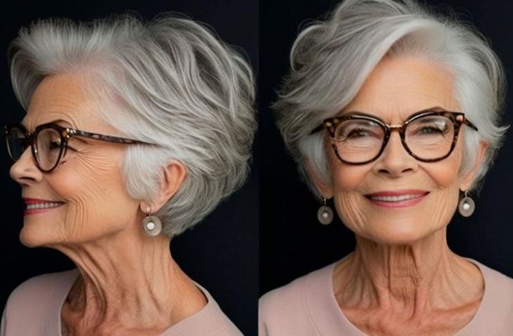 Эти 9 причесок для женщин за 70 и в очках помогут выглядеть молодо и модно0