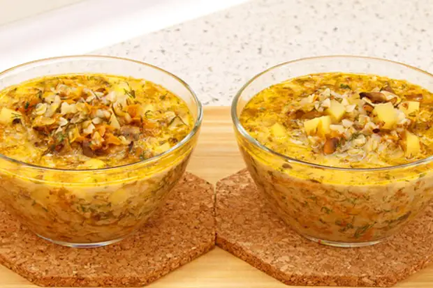 Рецепт супа из гречки с грибами и картошкой0