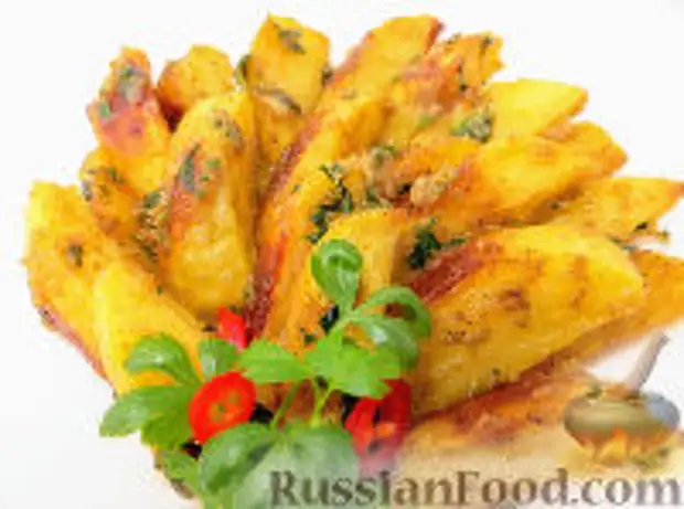 Фото к рецепту: Чесночная картошка "Объедение" в духовке