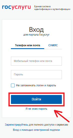 Вход в госуслуги
