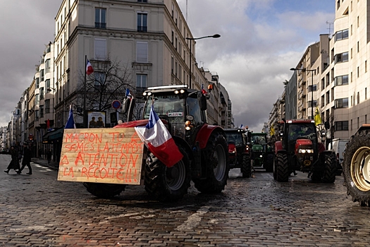 Фермеры попытались напасть на Макрона в Париже
