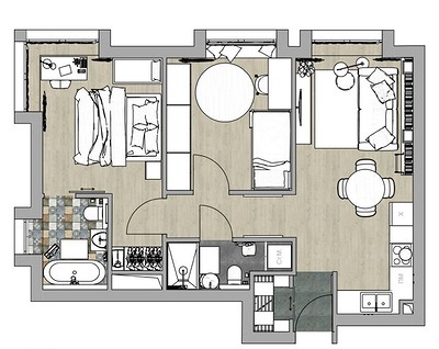Интерьер дизайнера и ее семьи: квартира 59 кв. м с акцентами и необычными решениями (без плитки на фартуке и в ванной)39