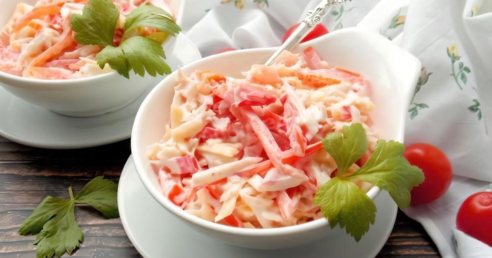 Крабовые палочки, сыр и помидоры — готовим ароматный салат1
