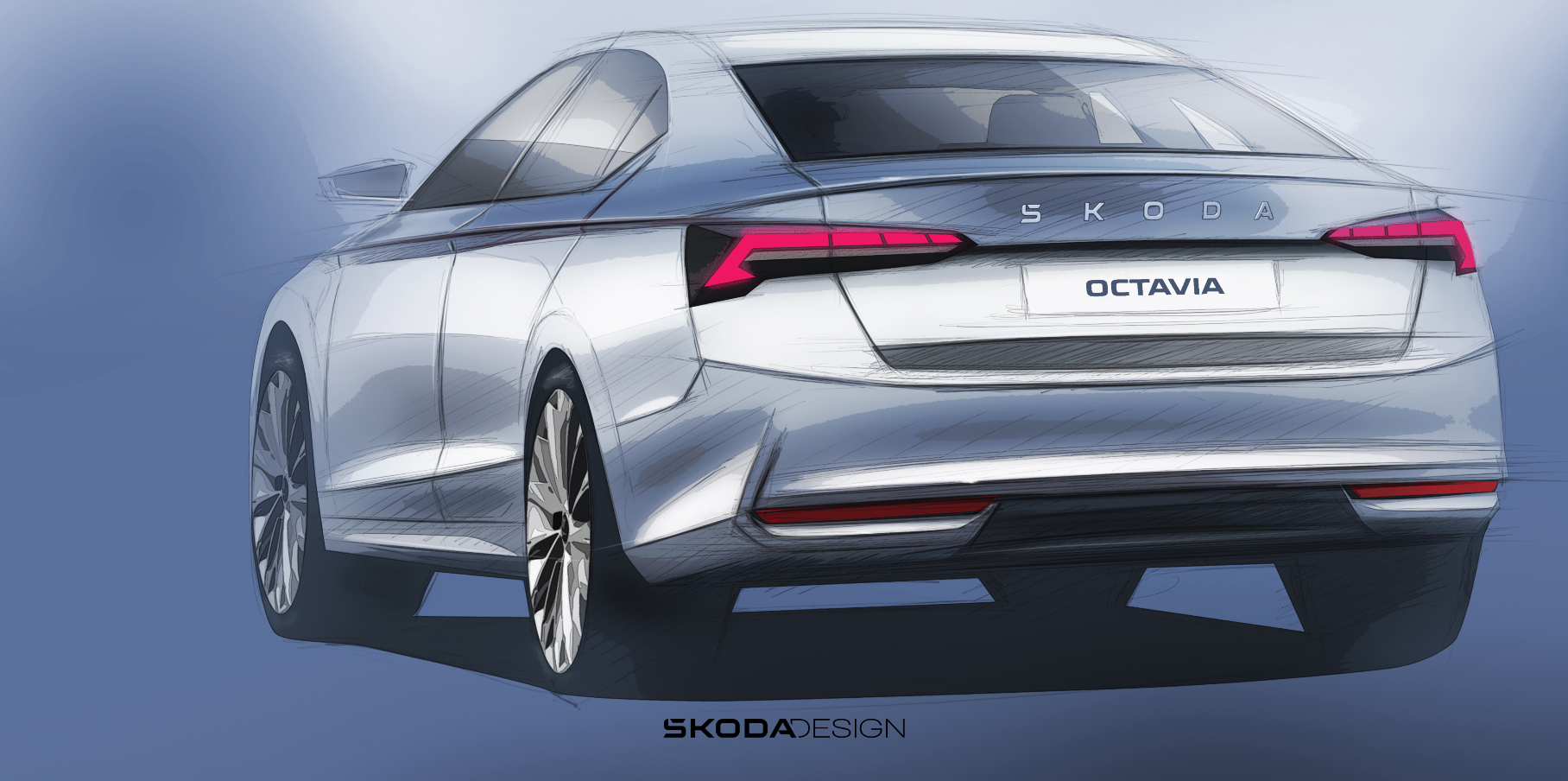 Skoda показала обновленные Octavia и Octavia RS на скетчах4
