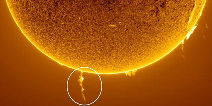 На южном полюсе Солнца заметили гигантский столб плазмы
