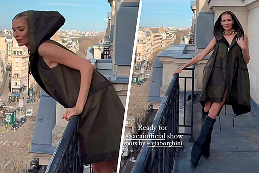 Модель Лена Перминова снялась в мини-платье на балконе в Париже