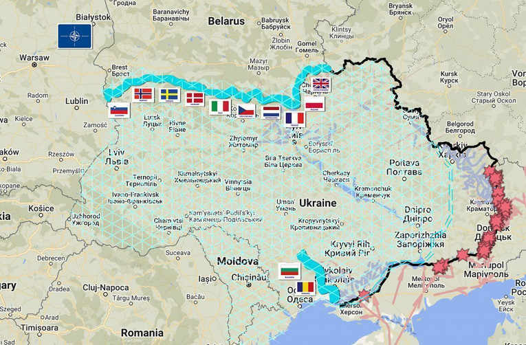 Опубликована карта возможного размещения военного контингента НАТО на Украине1