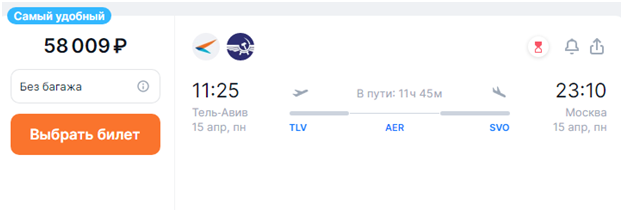 Билеты из Тель-Авива и Аммана в Москву подорожали в 2–3 раза1