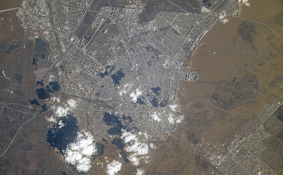 Космонавт с борта МКС сфотографировал пострадавший от паводка Оренбург