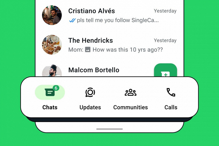 В WhatsApp для Android изменили дизайн — панель навигации переместили вниз1