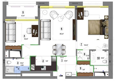 Квартира 86 кв. м в подарок дочери: как дизайнер сделала из двушки почти трешку с двумя ванными и гардеробными35