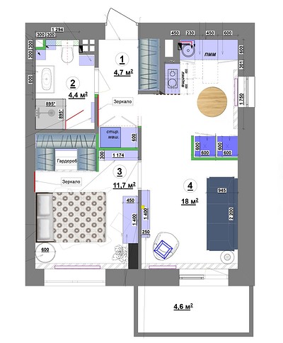 Интерьер для молодоженов: как дизайнер оформила первую квартиру 43 кв. м для семьи24