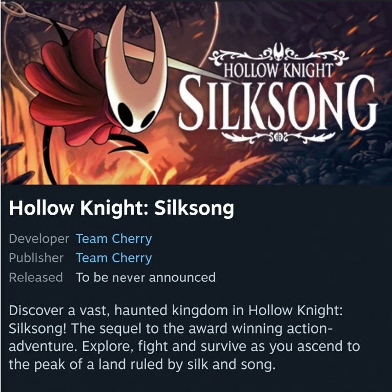 Поклонники Hollow Knight Silksong готовы к отмене игры через 729 дней без новостей3