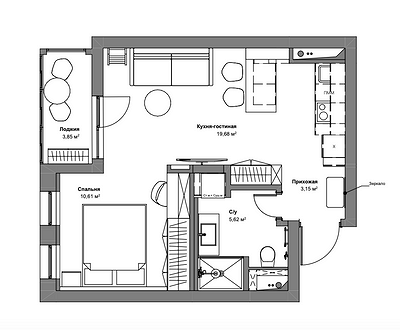 Дебютный проект: как начинающий дизайнер оформила свою квартиру 42 кв. м? Получилось очень стильно!24